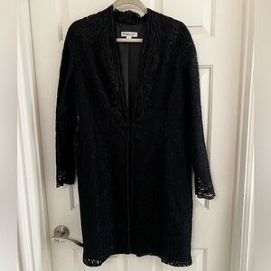 Coldwater Creek Black lace duster long dress overcoat jacket